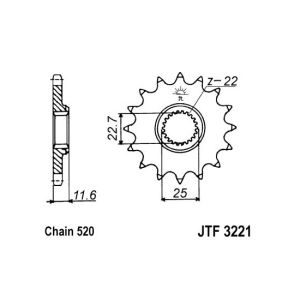 Kettenrad JT JTF3221,12