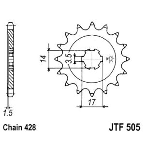 Roda dentada, corrente JT F505,15