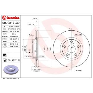 Jarrulevy BREMBO 9981731 etupuolella/tuuletettu/voimakkaasti hiiltynyt/1 kpl