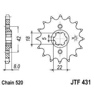 Roda dentada, corrente JT F431,12