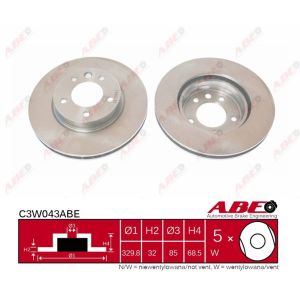 Bremsscheibe ABE C3W043, Links, vorne, belüftet , 1 Stück