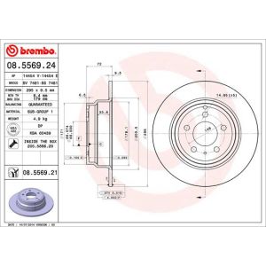 Jarrulevy BREMBO 8556921 takana, täysi, 1 kpl