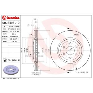 Remschijf BREMBO 09B49611 voorkant, geventileerd, 1 Stuk