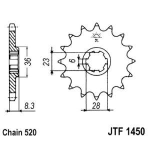 Roda dentada, corrente JT F1450,13