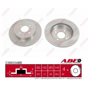 Disco freno ABE C38015ABE anteriore, ventilato, 1 pezzo