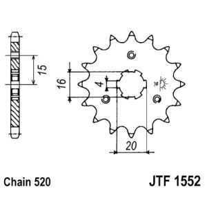 Roda dentada, corrente JT F1552,11