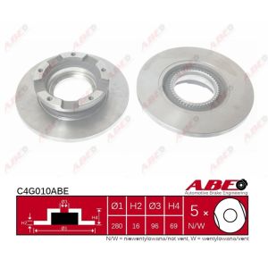 Disco freno ABE C4G010ABE posteriore, completo, 1 pezzo