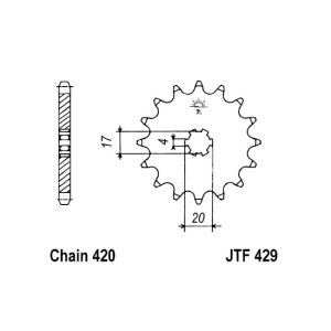 Roda dentada, corrente JT F429,12