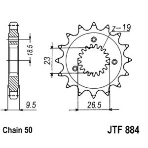 Roda dentada, corrente JT F884,21