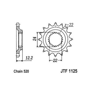 Roda dentada, corrente JT F1125,16