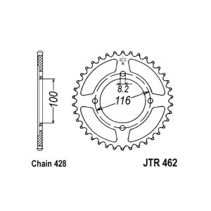 Ketjupyörä, taakse JT JTR462,52