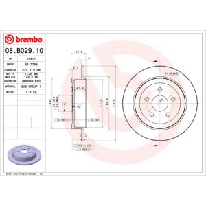 Bremsscheibe BREMBO 08B02910 hinten, voll, 1 Stück