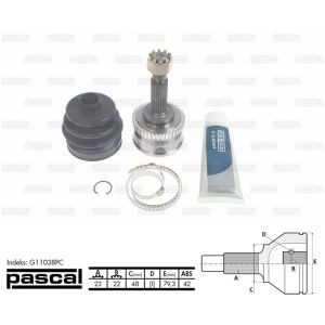 Homokineet reparatie set, aandrijfas PASCAL G11038PC