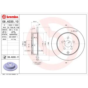 Remschijf BREMBO 08A33511 achter, volledig, 1 Stuk