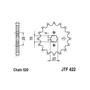 Kettenrad hinten JT JTF422,14