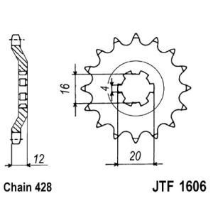 Couronne moto arrière JT JTF1606,14