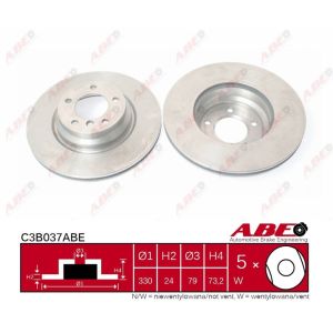 Disque de frein ABE C3B037ABE avant/ventilé/hautement carbonisé/1 pièce
