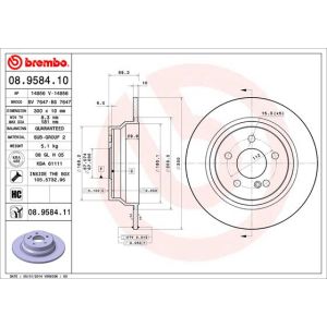 Remschijf BREMBO 8958411 achter, volledig, sterk gecarboniseerd, 1 Stuk