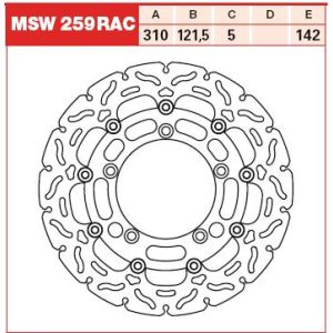 Remschijf TRW MSW259RAC, 1 Stuk