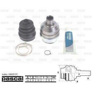 Kit di giunti, albero motore PASCAL G8X001PC destra