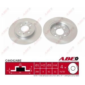 Disco freno ABE C44042ABE posteriore, completo, 1 pezzo