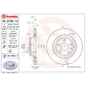 Jarrulevy BREMBO 9976811 takaisin/tuuletettu/1 kpl