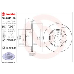 Bremsscheibe BREMBO 8701521 hinten, voll, 1 Stück