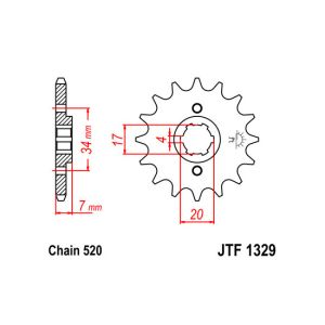 Tandwiel achter JT JTF1329,13