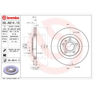 Remschijf BREMBO 09A81411 achter, geventileerd, sterk gecarboniseerd, 1 Stuk