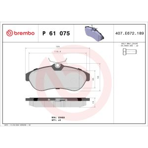 Conjunto de pastilhas de travão BREMBO Xtra P 61 075X, Frente