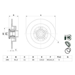 Remschijf BOSCH 0 986 479 F42 achter, volledig, 1 Stuk