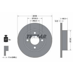 Disque de frein TEXTAR 92090400 avant, plein, 1 Stück