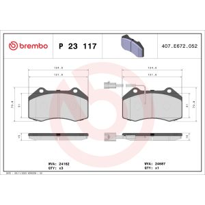 Conjunto de pastilhas de travão, travão de disco PRIME LINE BREMBO P 23 117