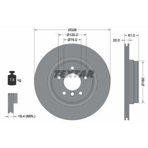 Disco freno TEXTAR 92074900 posteriore, ventilato, 1 pezzo