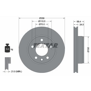 Disco freno TEXTAR 92038100 anteriore, ventilato, 1 pezzo