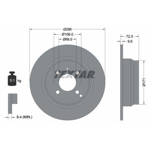 Disque de frein TEXTAR 92058700, à l'arrière, plein, 1 pièce