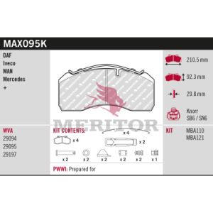 Levyjarrun jarrupalasarja MERITOR MAX095K