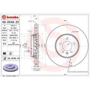 Disco de travão BREMBO 09D54923 frente, ventilado, altamente carbonizado, 1 Peça