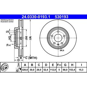 Disco de freno ATE 24.0330-0193.1 frente, geschlitzt, ventilado, 1 pieza