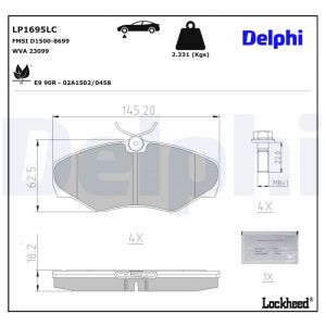 Bremsbelagsatz, Scheibenbremse DELPHI LP1695LC