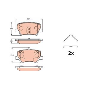 Conjunto de pastilhas de travão TRW GDB2277, atrás