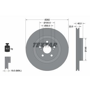 Disco de freno TEXTAR 92333503 delantero, ventilado , 1 Pieza