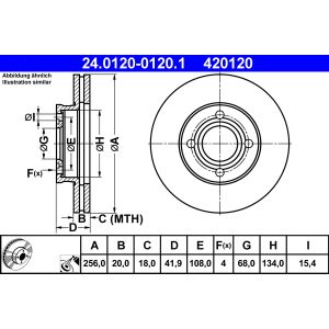 Disco de freno ATE 24.0120-0120.1 vorne, ventilado , altamente carbonizado, 1 Pieza