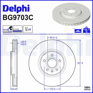 Remschijf DELPHI BG9703C, 1 stuk