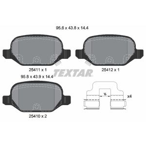 Kit de plaquettes de frein, frein à disque TEXTAR 2541101, Arrière