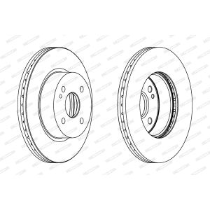 Remschijf FERODO DDF1738C voorkant, geventileerd, 2 stuk