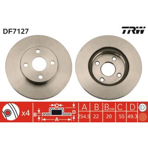 Disco de freno TRW DF7127 vorne, ventilado , 1 Pieza