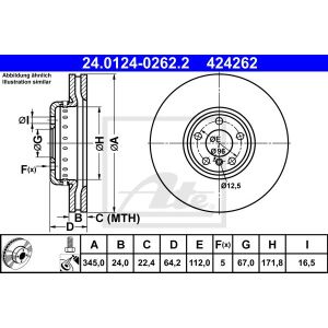 Bremsscheibe ATE 24.0124-0262.2 hinten, belüftet, hochkarbonisiert, 1 Stück