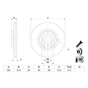 Bremsscheibe BOSCH 0 986 479 G82 vorne, belüftet, 1 Stück