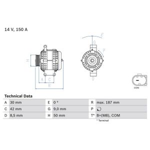 Driefasige generator BOSCH 0 986 080 040